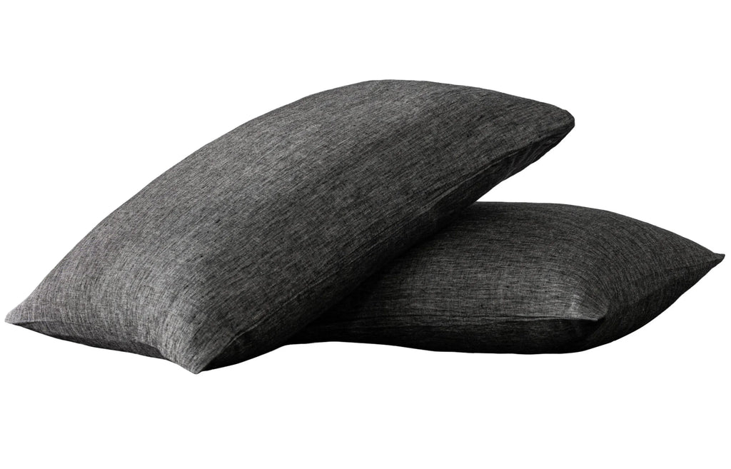 Set of Two Onyx Linen Pillowcases