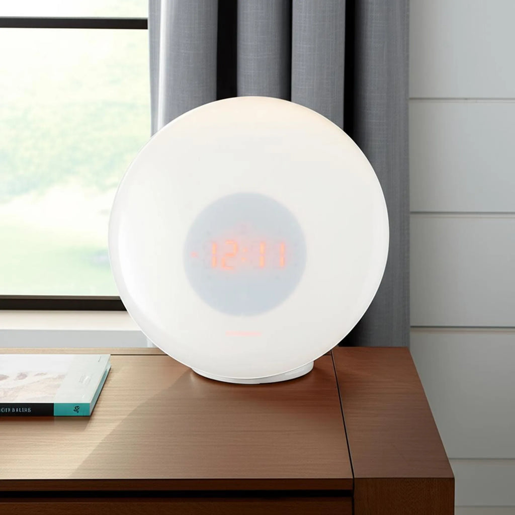 7" White Round LED Desk Lamp With USB